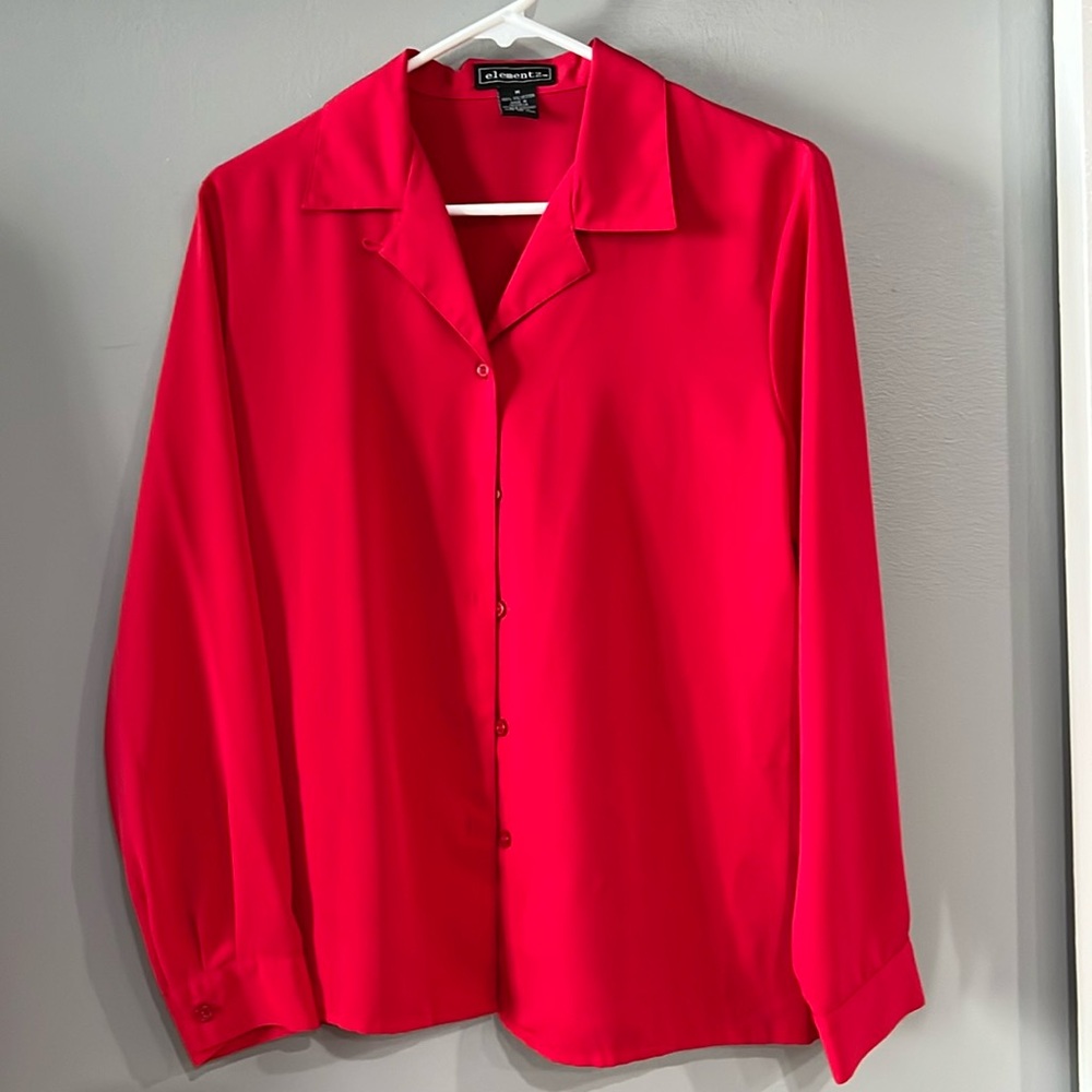 Elementz red button up blouse